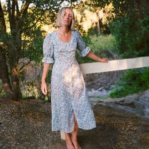 Christy Dawn The Lennon Dress in Lapis Orchard Size Small Blue Floral Midi